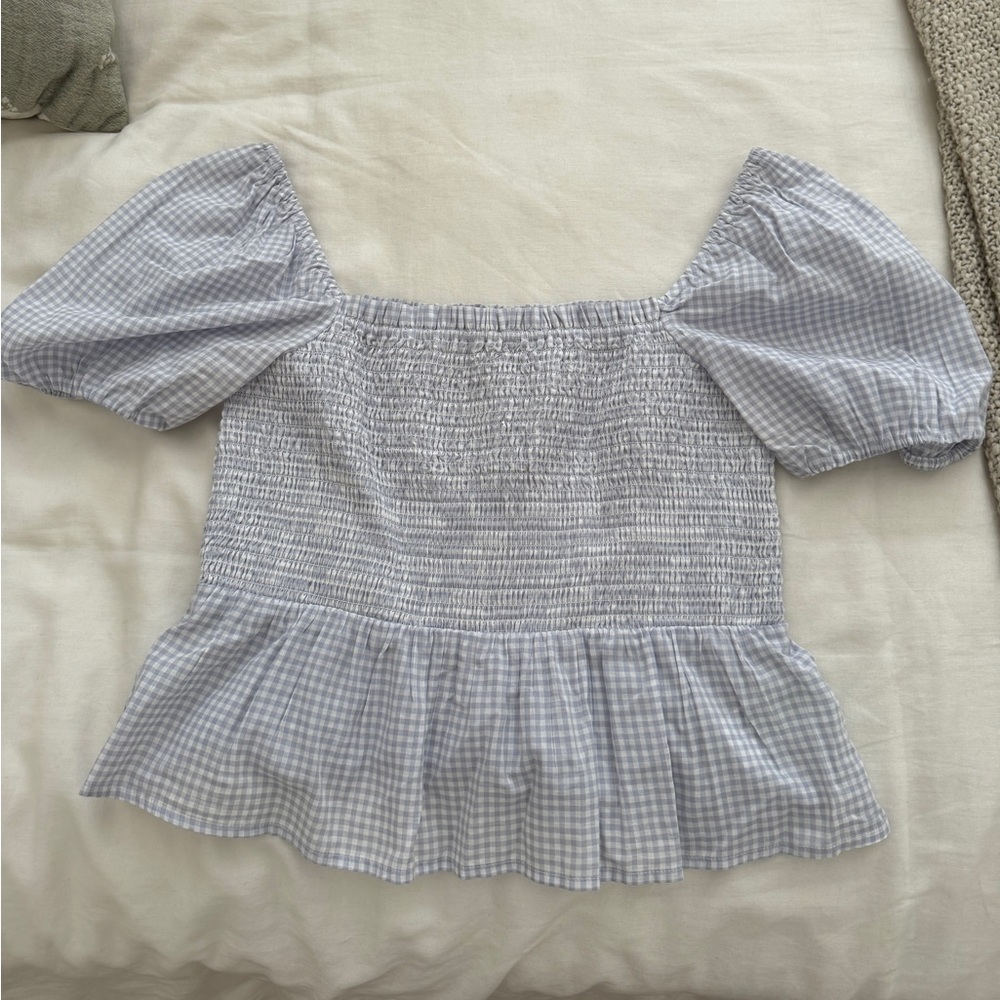 J Crew purple gingham blouse